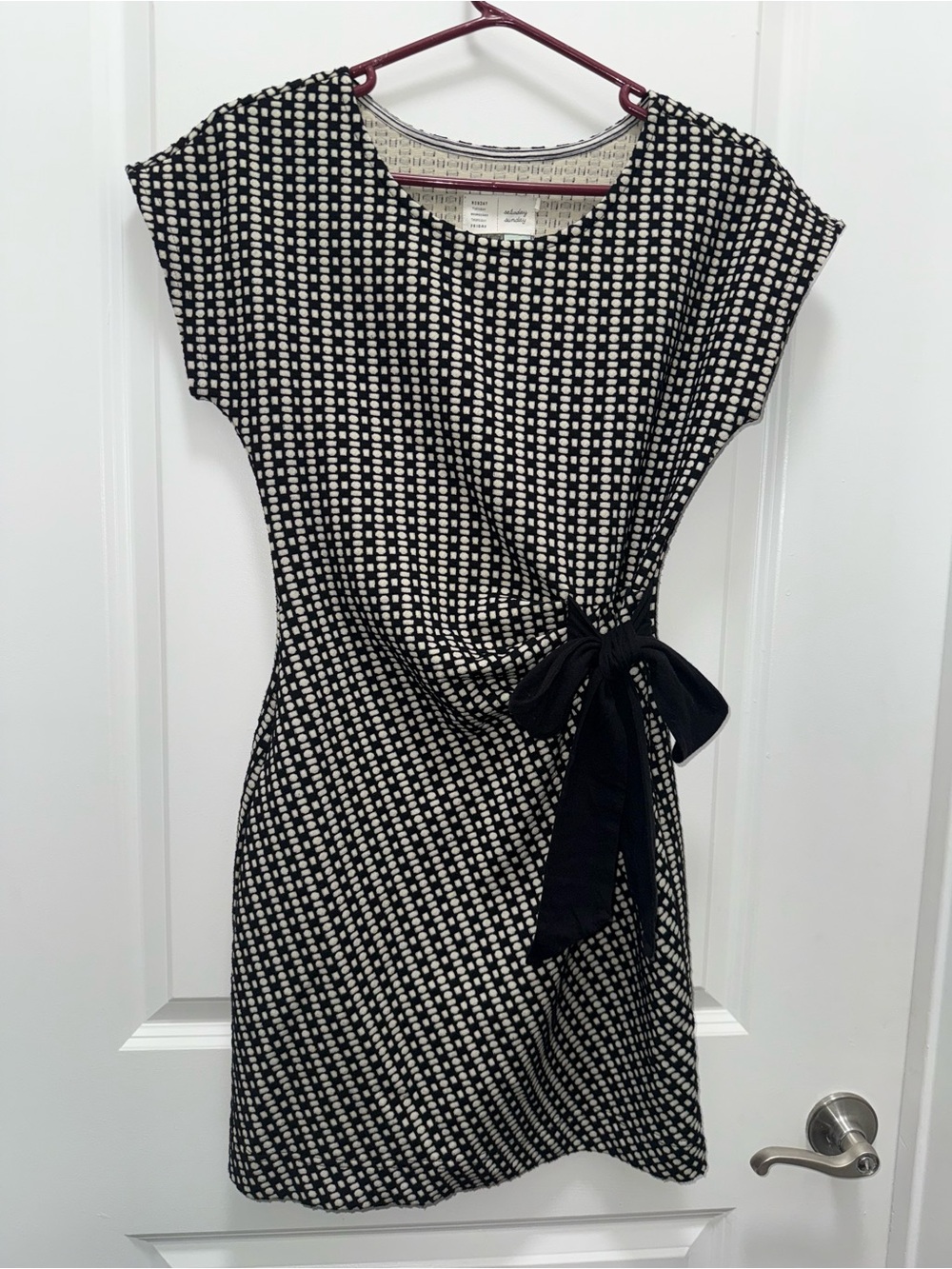 Anthropologie Saturday/Sunday Black & White Tie-Waist Mini Dress